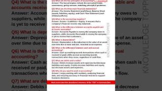 Basic Accounting Interview Questions and Answers | Accountant Interview Questions and Answers