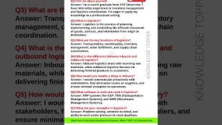 Logistics Interview Questions and Answers