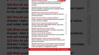 Security Guard Interview Questions and Answers | Security Guard Job Interview Questions and Answers