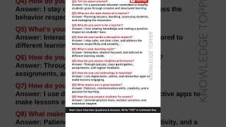 Teacher Interview Questions and Answers | Teaching interview Questions and  Answers