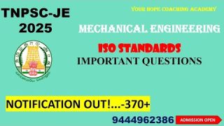TNPSC CTSE DIPLOMA | MECHANICAL ENGINEERING | ISO STANDARS | IMPORTANT QUESTIONS