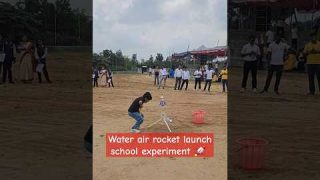Water air rocket launch school experiment 🚀 #sishyaschool #rocket #shorts #shortsfeed #experiment
