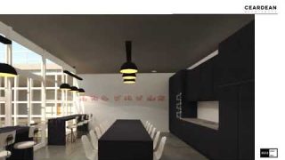 Innovative workplace design for animal health office, canteen and courtyard 3D Visualisation